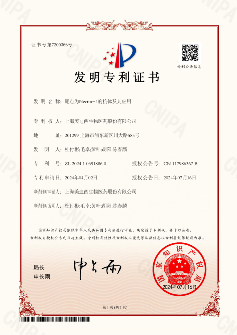 6008集团靶向Nectin-4的抗体技术荣获国度发现专利.jpg
